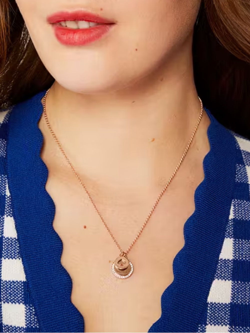 Kate Spade Rose Gold Double Circle Pendant Necklace